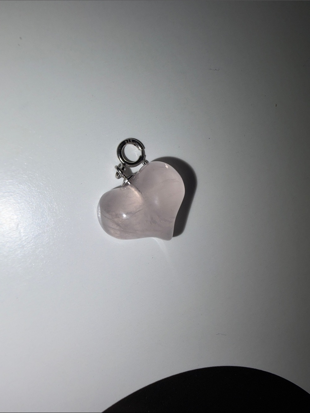 Rose Quartz Heart Pendant Charm - Pink Gemstone Necklace Accent